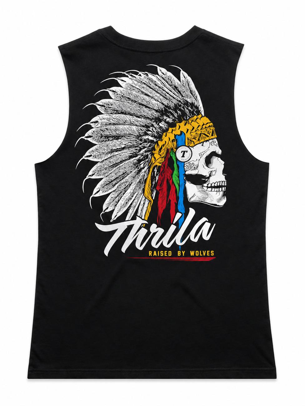 Apache Black Ladies Top (Choose Tee or Tank) — tank back view