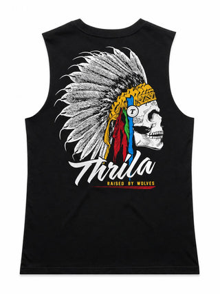 Apache Black Ladies Top (Choose Tee or Tank) — tank back view