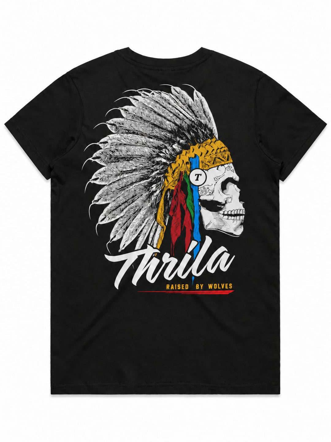 Apache Black Ladies Top (Choose Tee or Tank) — tee back view