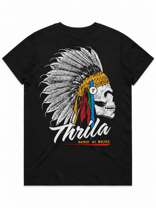 Apache Black Ladies Top (Choose Tee or Tank) — tee back view
