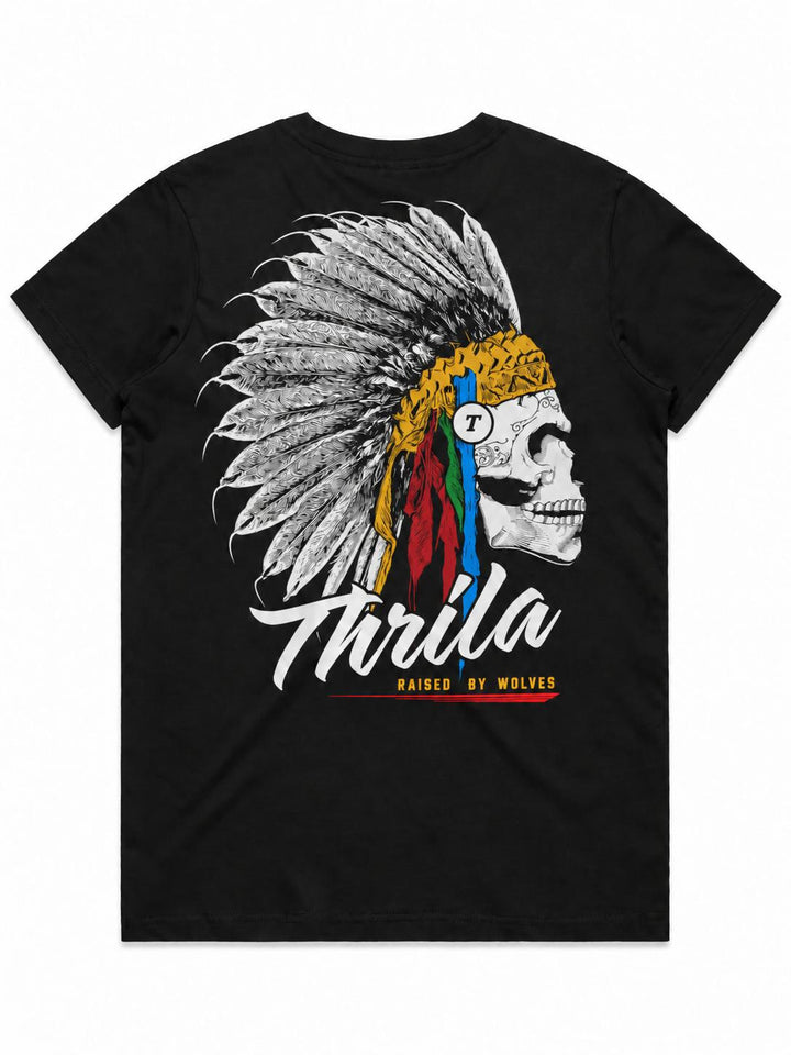 Apache Black Ladies Top (Choose Tee or Tank) — tee back view