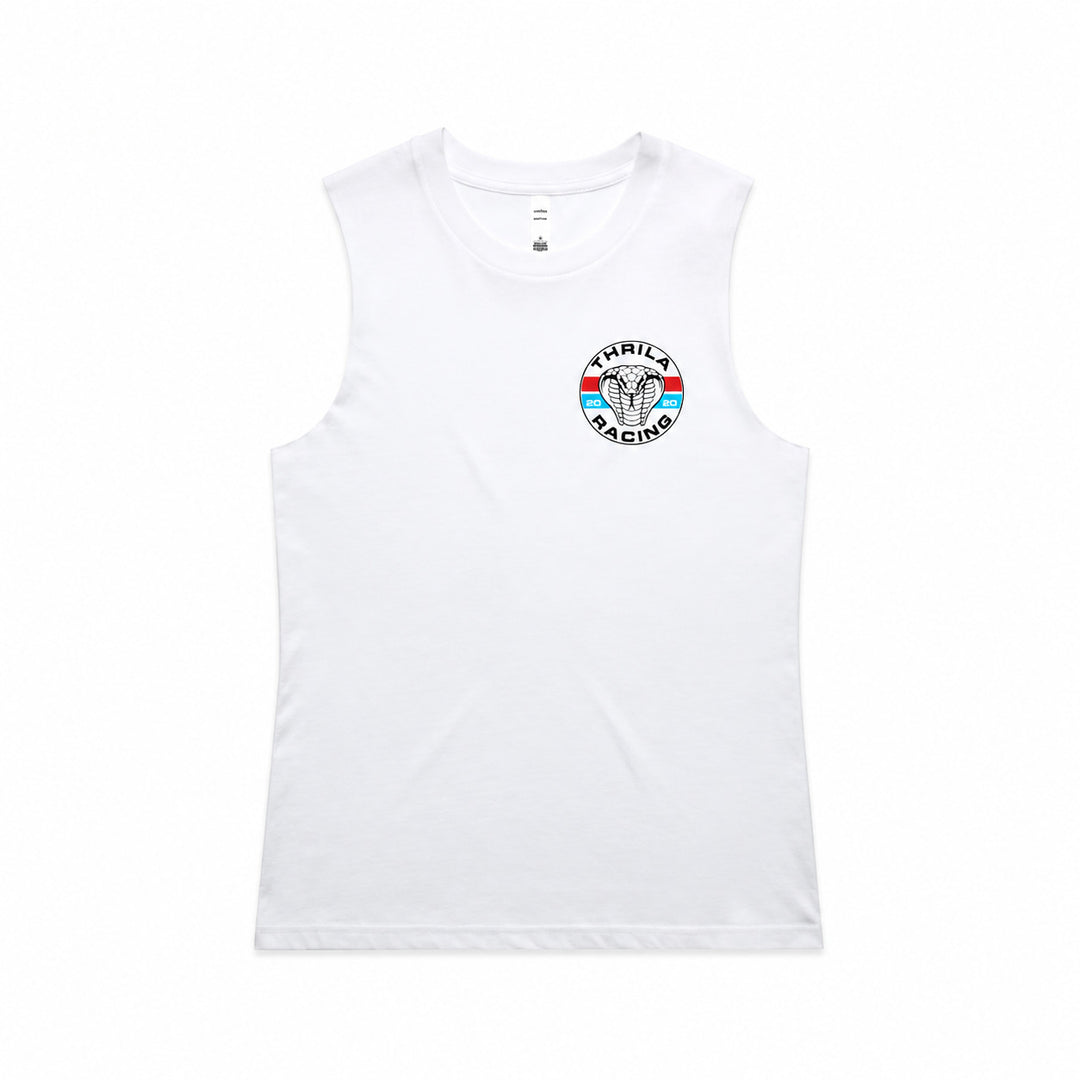 Cobra White Ladies Top (Choose Tee or Tank) — tank front view
