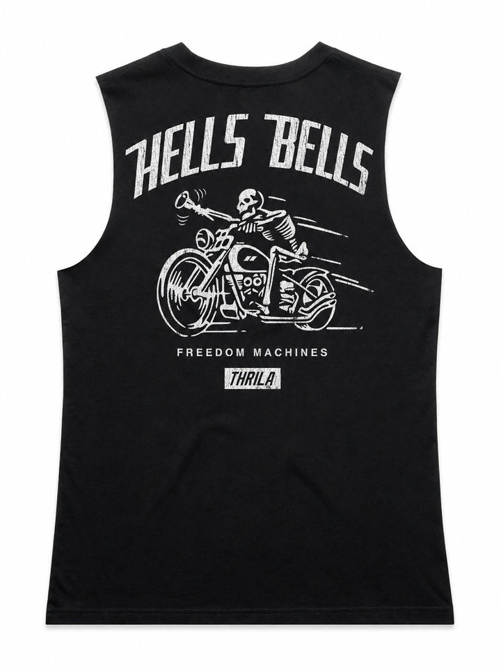 Hells Bells Ladies Top (Choose Tee or Tank) — tank back view