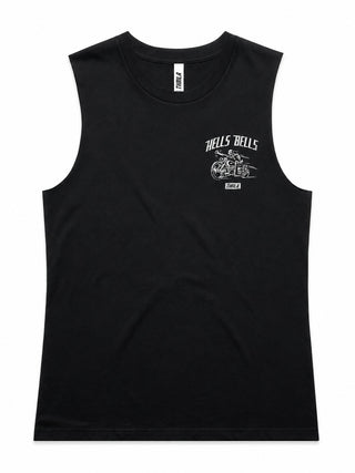 Hells Bells Ladies Top (Choose Tee or Tank) — tank front view