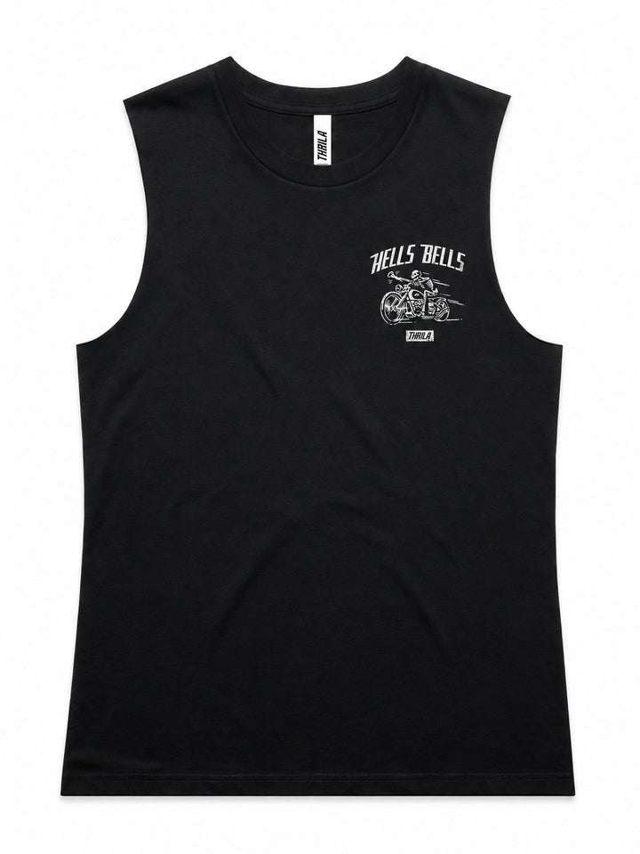 Hells Bells Ladies Top (Choose Tee or Tank) — tank front view