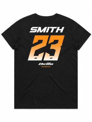 Racer CUSTOM NAME &amp; NUMBER Ladies Top (Choose Tee or Tank) — tee back
