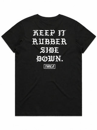 Rubber Down Ladies Top (Choose Tee or Tank) — tee back