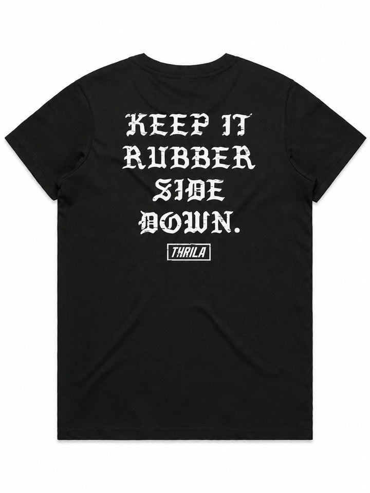 Rubber Down Ladies Top (Choose Tee or Tank) — tee back