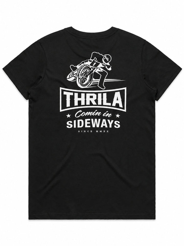 Sideways Black Ladies Top (Choose Tee or Tank) — tee back