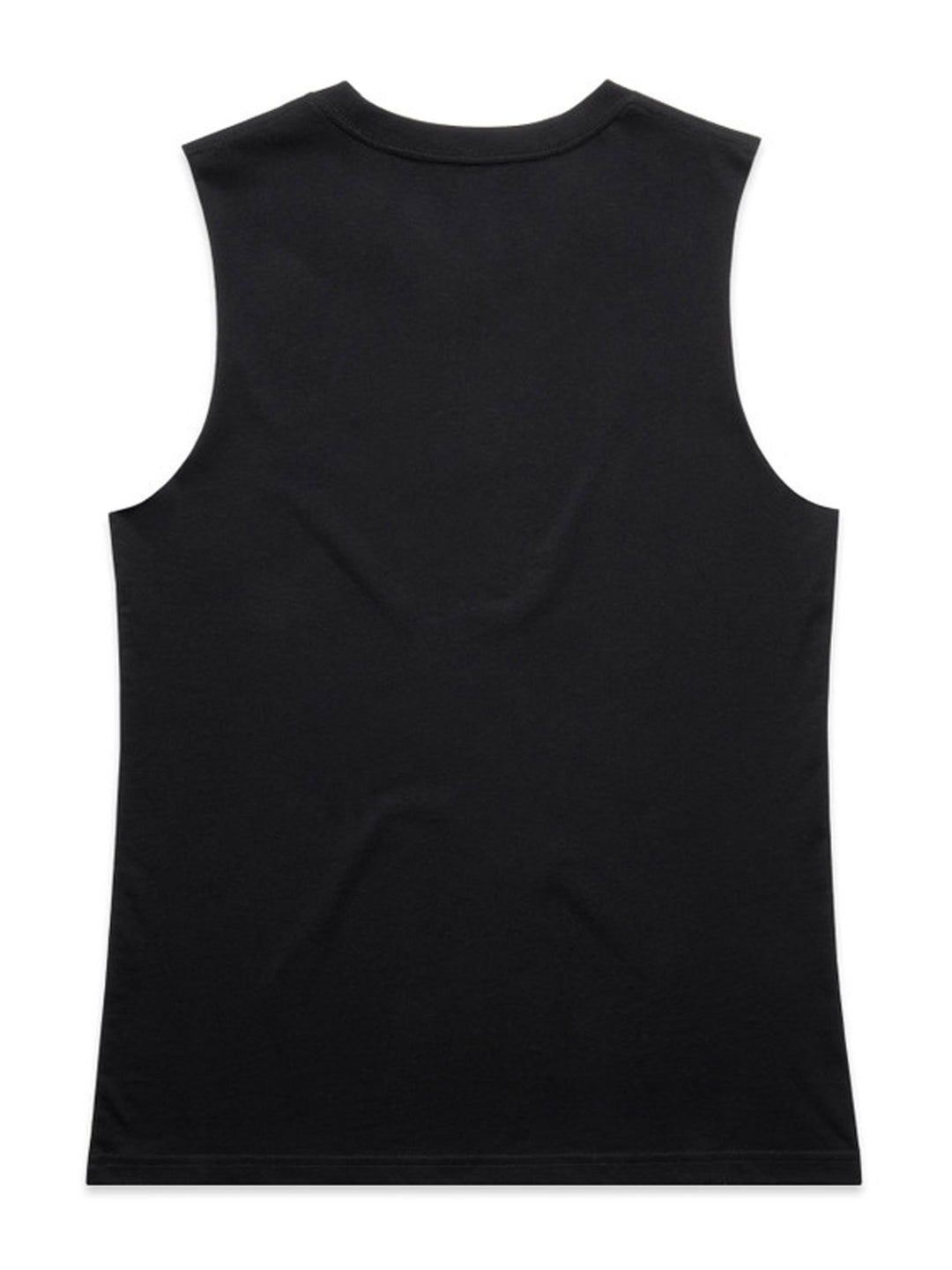 Stealth low-branding ladies tank in black, back view with no print