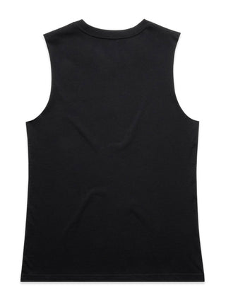 Stealth low-branding ladies tank in black, back view with no print