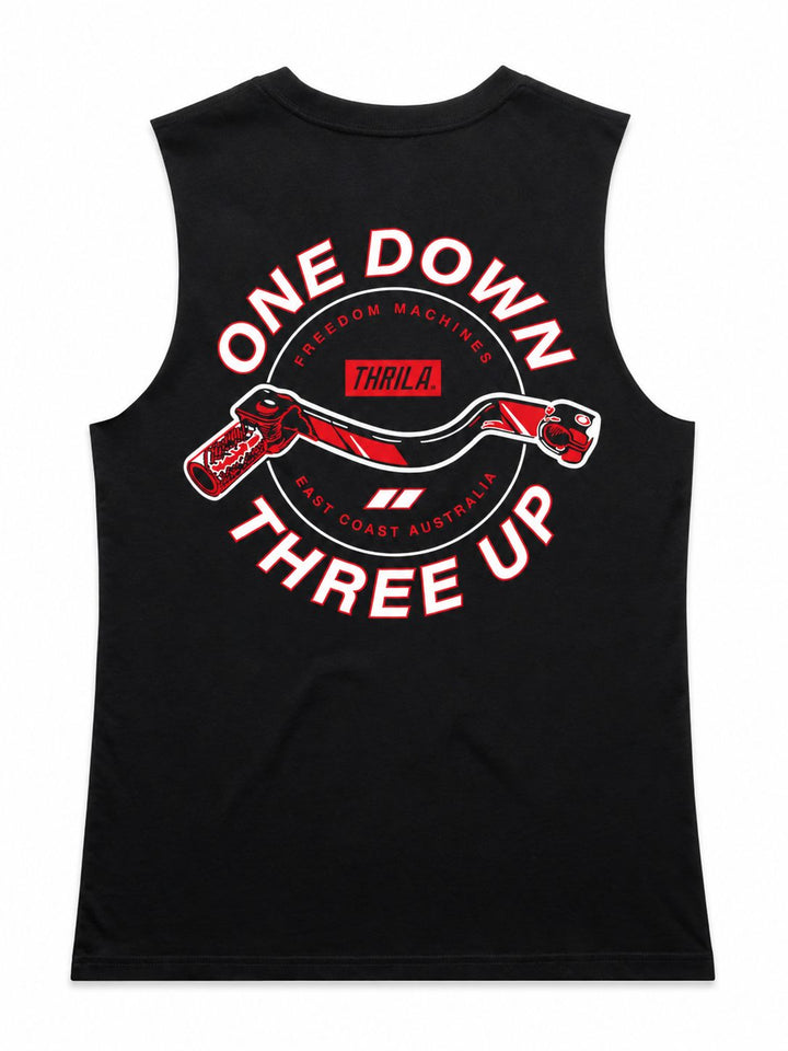 Three Up Ladies Top (Choose Tee or Tank) — tank back view