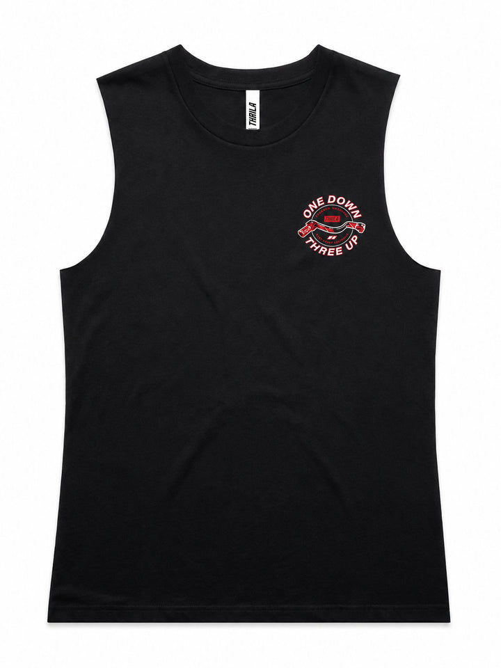 Three Up Ladies Top (Choose Tee or Tank) — tank front view