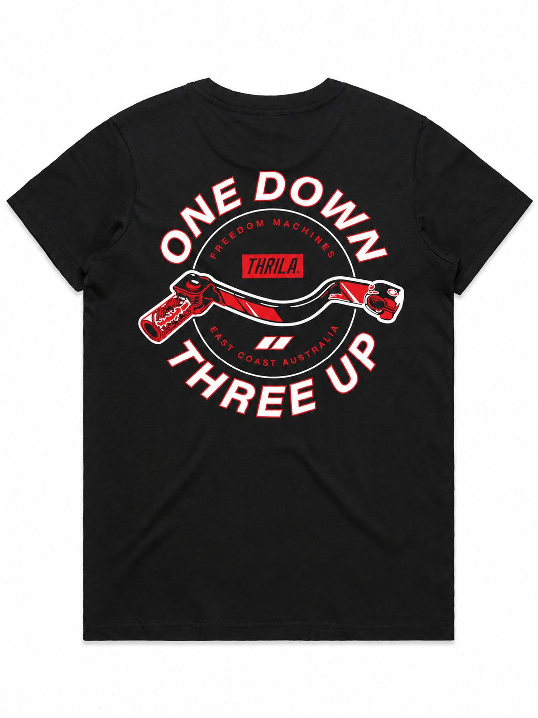 Three Up Ladies Top (Choose Tee or Tank) — tee back view