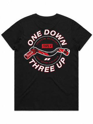 Three Up Ladies Top (Choose Tee or Tank) — tee back view