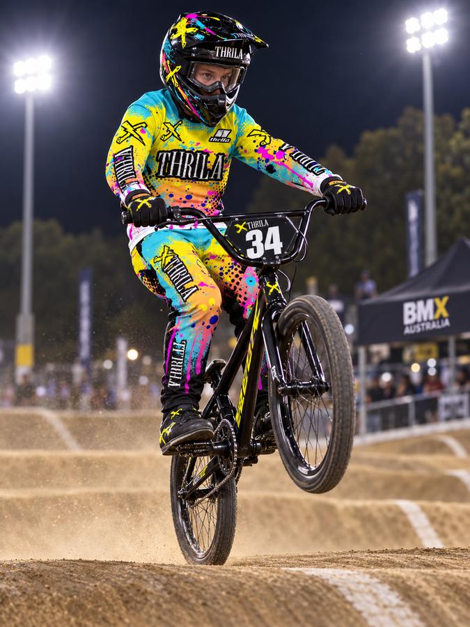 THRILA Anarchy BMX racewear on a rider
