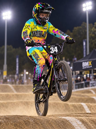 THRILA Anarchy BMX racewear on a rider
