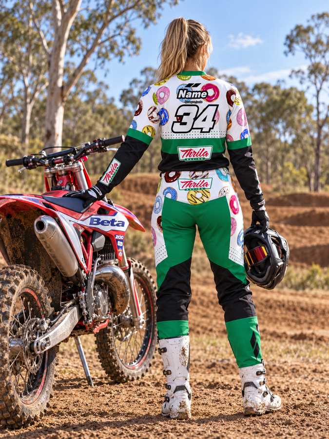 THRILA Dough Motocross racewear on a rider