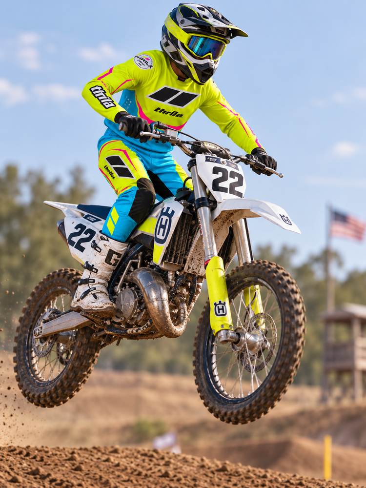 THRILA Electron Motocross racewear on a rider