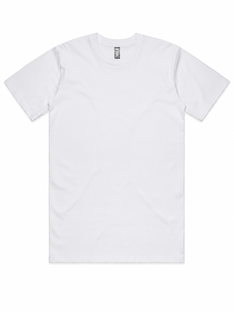 Blank white THRILA T-shirt, front